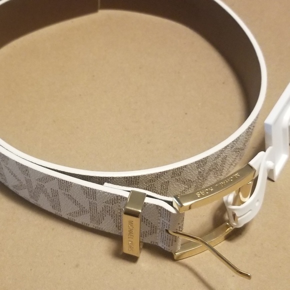 Michael Kors Cream & Brown Monogram Medium Belt main image 5